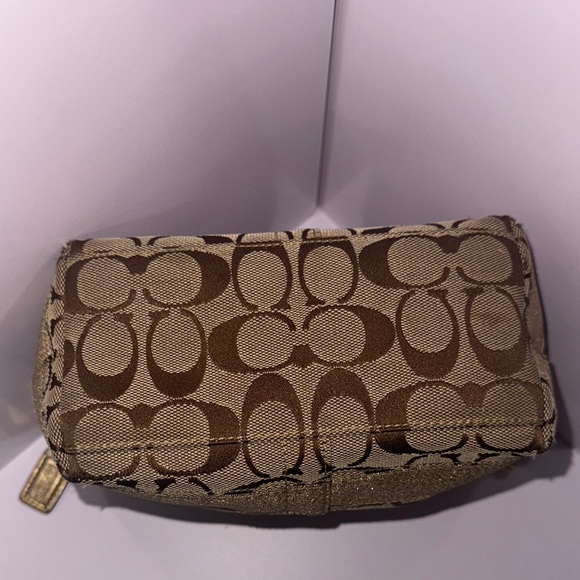 Vtg COACH signature canvas brown/gold fabric Y2K Demi mini bag 40024 - Picture 6 of 9